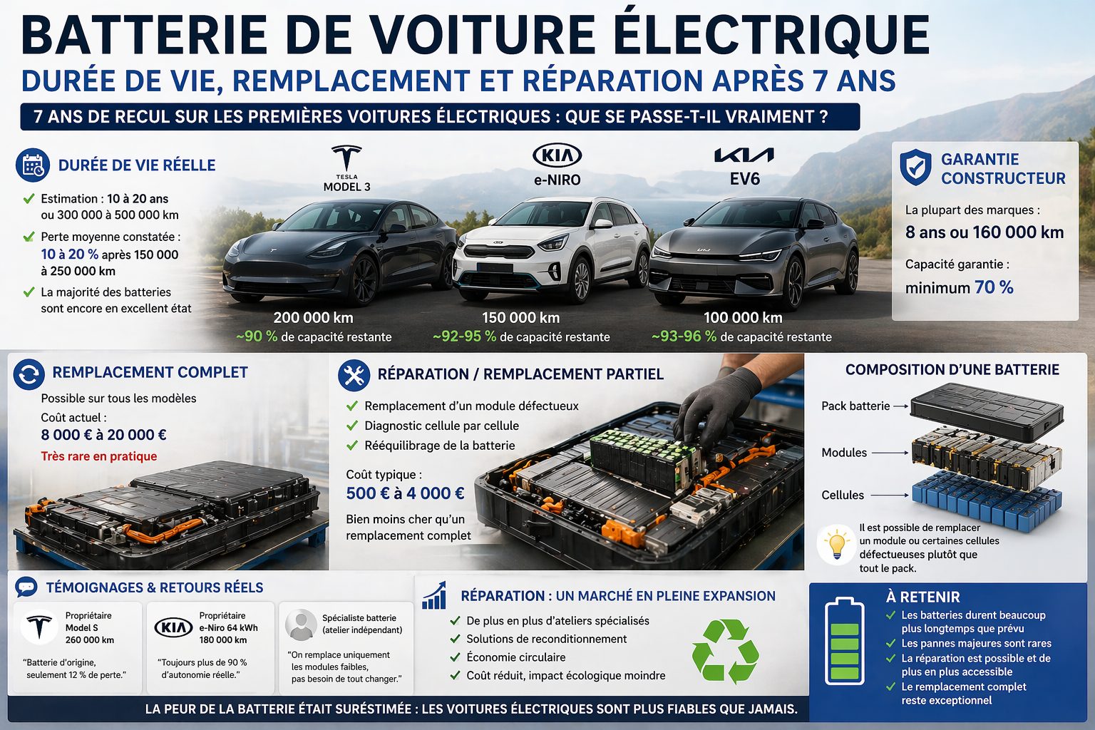 BATTERIE DE VOITURE ÉLECTRIQUE : DURÉE DE VIE, REMPLACEMENT ET COÛTS APRÈS 7 ANS D’UTILISATION
