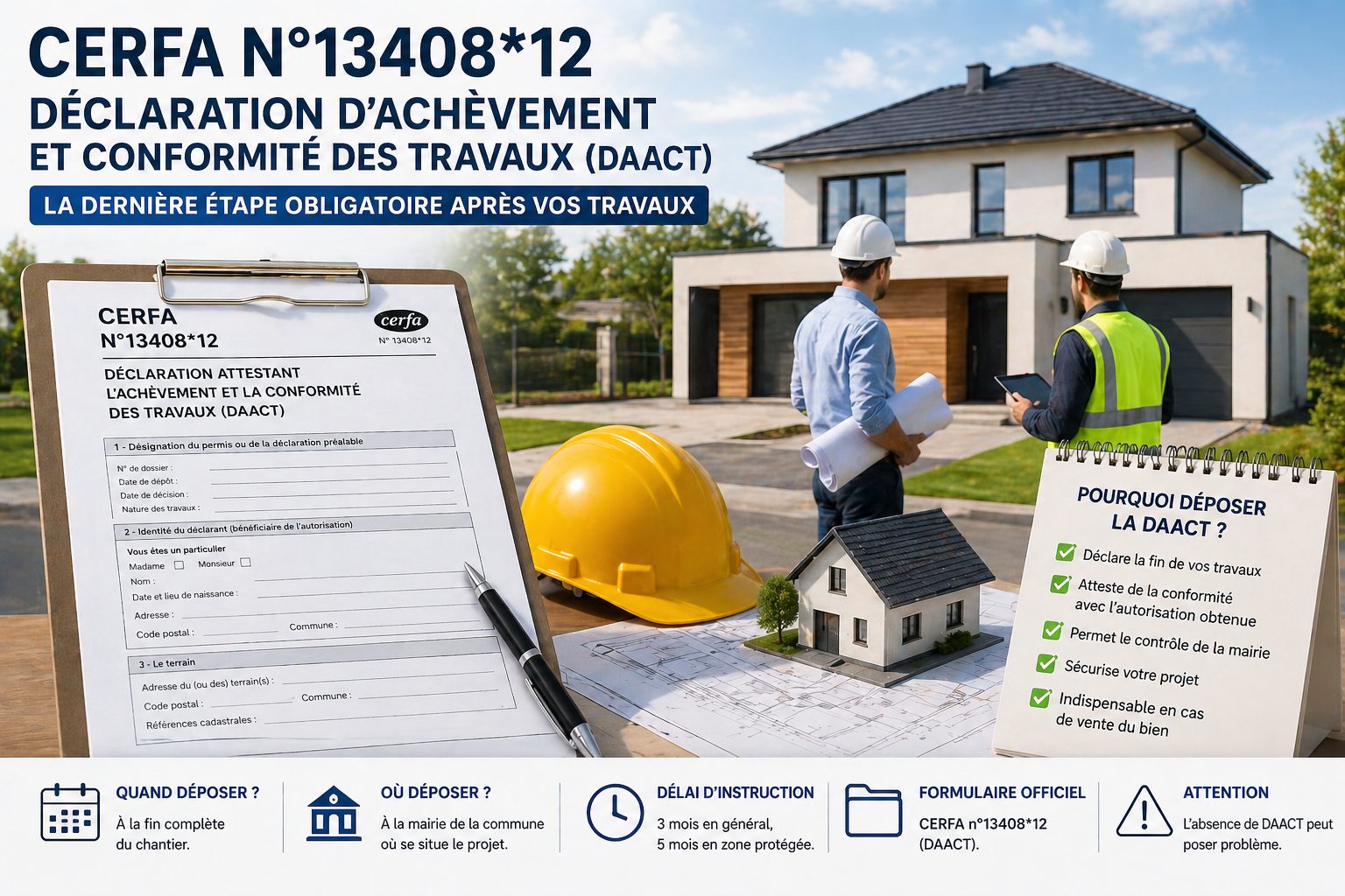 CERFA N°13408*12 : DÉCLARATION ATTESTANT L’ACHÈVEMENT ET LA CONFORMITÉ DES TRAVAUX (DAACT)