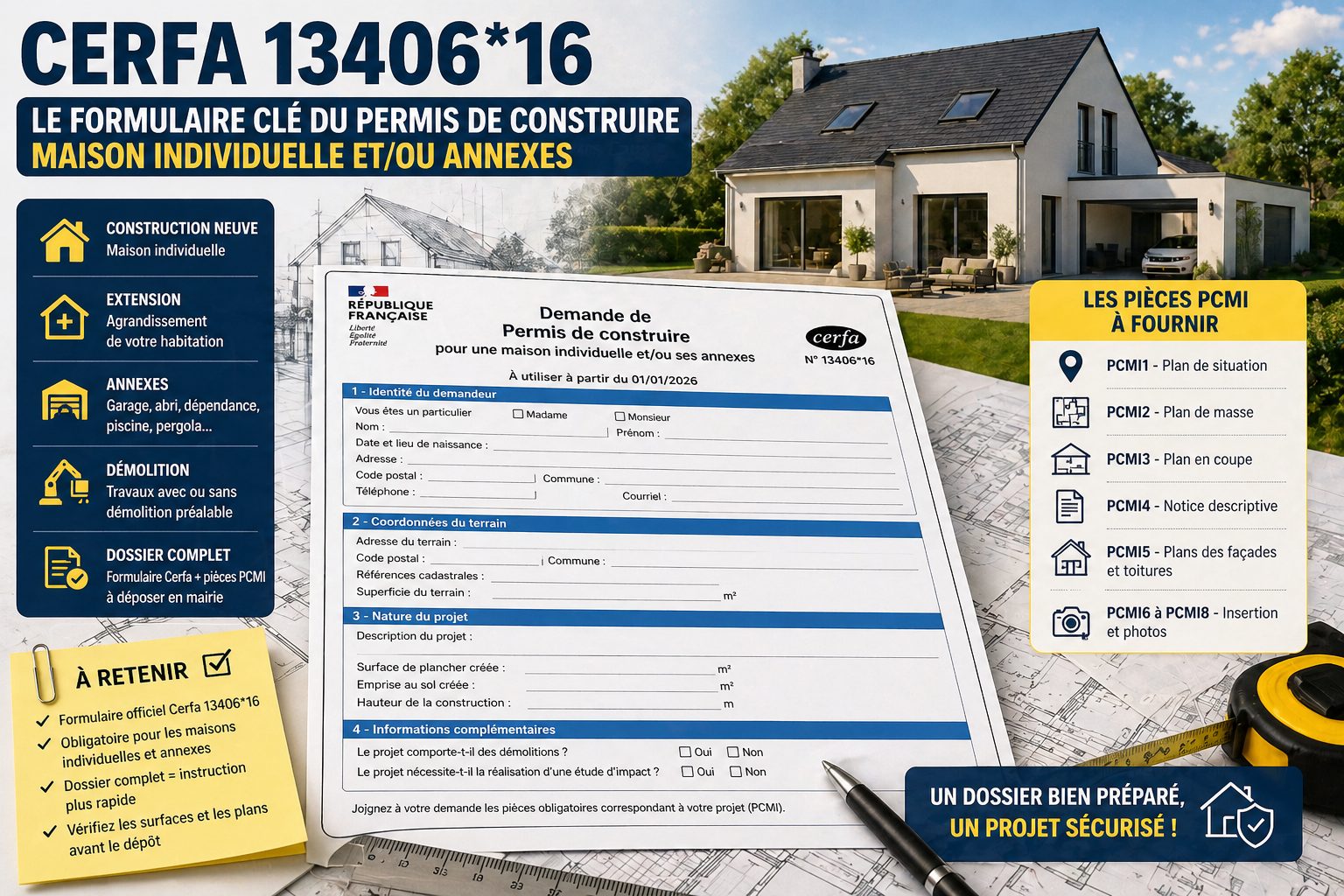 Oui. Le Cerfa 13406*16 est bien le formulaire officiel pour une demande de permis de construire maison individuelle et/ou annexes